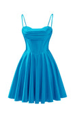 Spaghetti Straps Satin Homecoming Dresses for Teens Ruched Corset Short Prom Party Gowns Dress