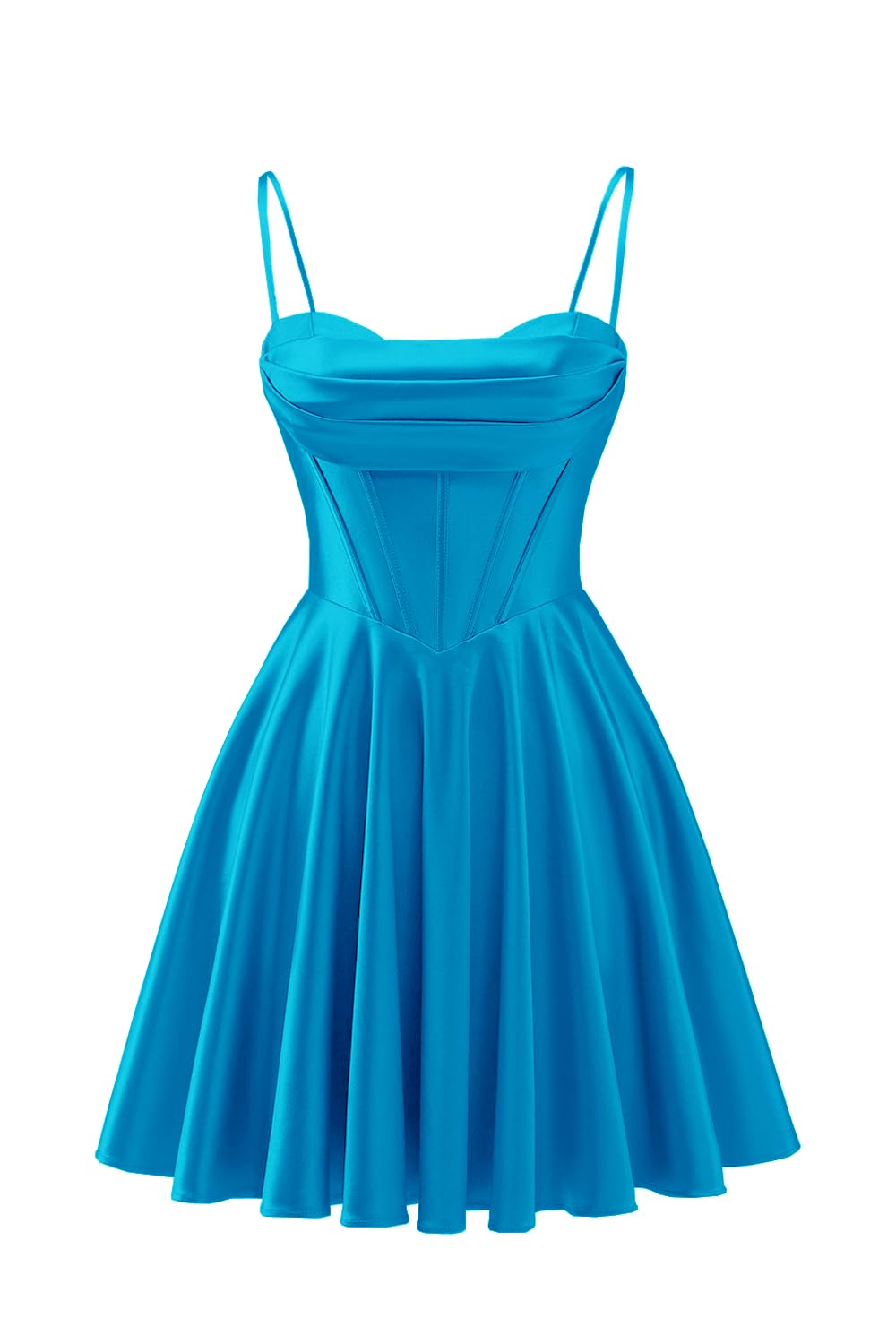 Spaghetti Straps Satin Homecoming Dresses for Teens Ruched Corset Short Prom Dresses 2026