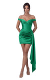 Satin Homecoming Dresses for Teens 2026 Off Shoulder Short Prom Dress Tight Pleated Cocktail Party Gowns