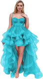 Spaghetti Cocktail Party Dress for Women High-Low Ruffled Summer Dress Long Trailing Prom Ball Gown