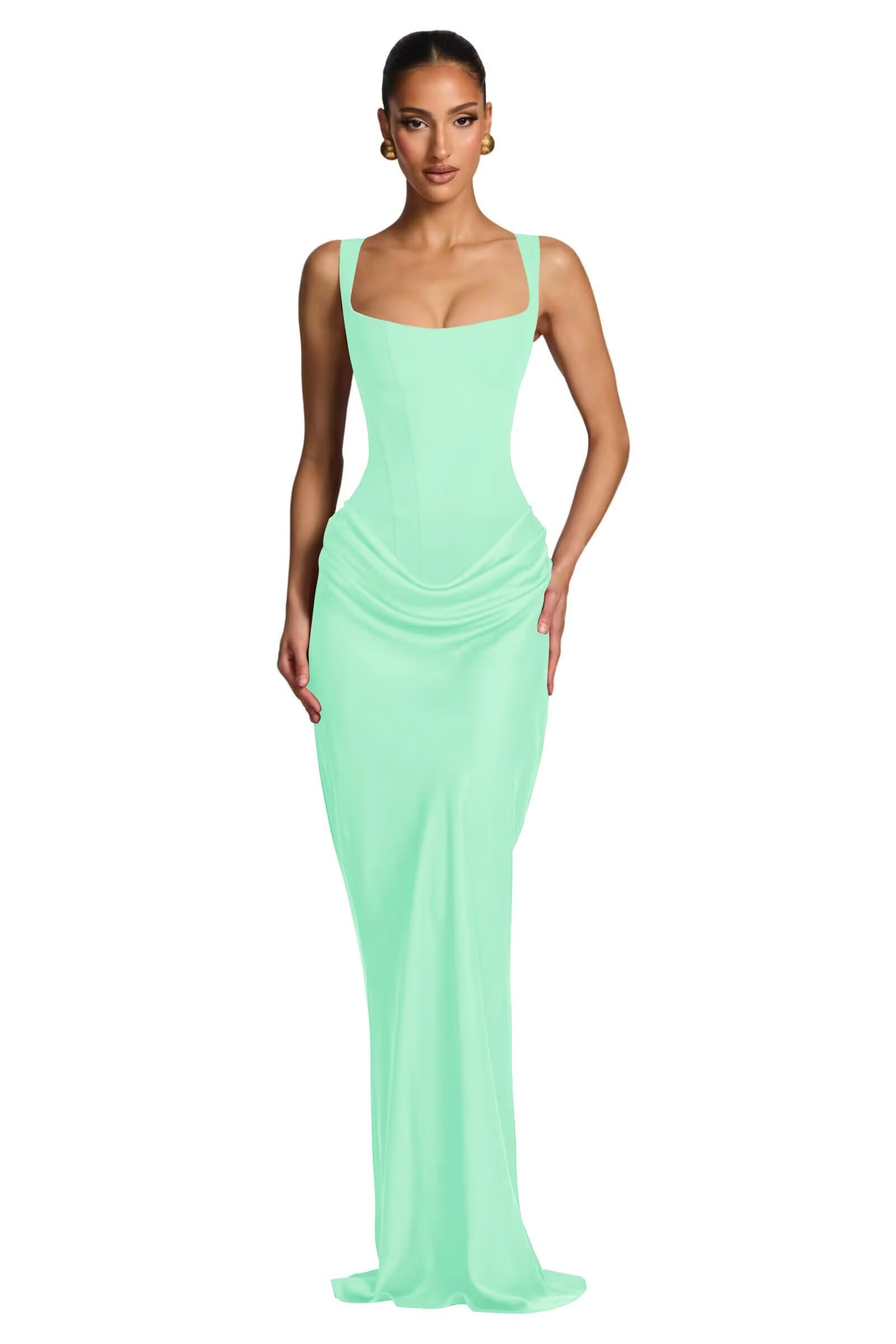 Mermaid Satin Prom Dresses for Women 2026 Spaghetti Strap Formal Dress Ruched Corset Evening Party Gowns