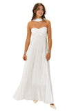 Flowy Chiffon Bridesmaid Prom Dress with Scarf Strapless Pleated Formal Evening Dresses