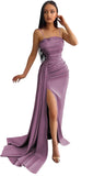 Women's Mermaid Prom Dresses Long with Slit 2025 Sequins Satin Spaghetti Straps Formal Evening Party Gown