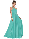 Halter Bridesmaid Dresses for Wedding Chiffon A Line Pleated Long Formal Prom Dress with Belt