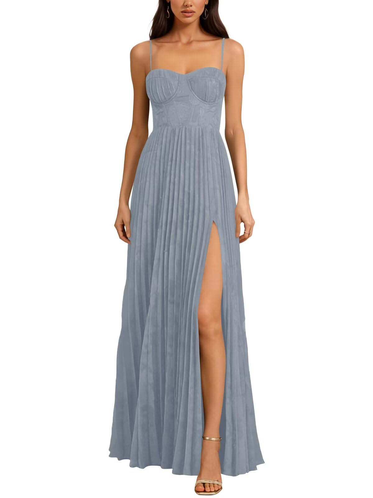 Long Floral Dress for Women Wedding Guest Dress Formal Pleated Prom Dresses 2027