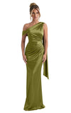 Kingbridal One Shoulder Bridesmaid Dresses for Women Mermaid Satin Formal Evening Maxi Dress
