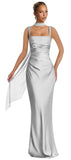 Mermaid Bridesmaid Dresses with Scarf 2027 Long Satin Spaghetti Straps Ruched Formal Evening Party Dress for Women