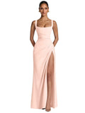 Kingbridal Mermaid Bridesmaid Dresses for Women Square Neck Formal Dress with Slit