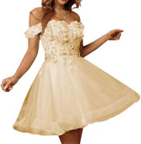 Sparkly Tulle Homecoming Dresses for Teens 2027 3D Flowers Cocktail Gowns Off Shoulder Short Prom Dresses