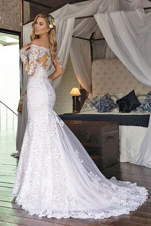 Women's Beach Wedding Dresses for Bride 2025 Long Lace Wedding Bridal Gowns