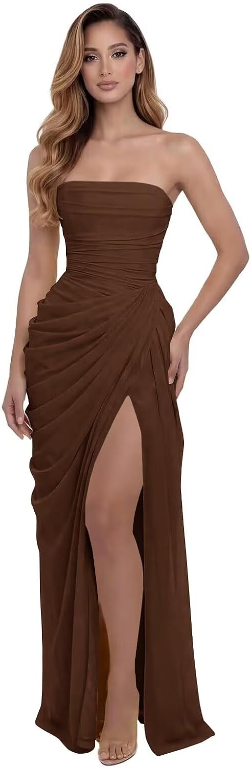 Kingbridal Strapless Chiffon Bridesmaid Dresses for Women Long Mermaid Prom Dress