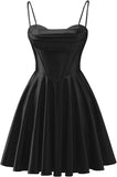 Spaghetti Straps Satin Homecoming Dresses for Teens Ruched Corset Short Prom Party Gowns Dress