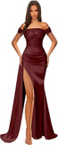 Off Shoulder Sequin Prom Dresses for Women 2027 Long Mermaid Tight Satin Formal Evening Party Dress with Slit