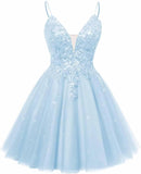 Spaghetti Straps Sequin Lace Appliques Short Homecoming Dresses for Teens Glitter Tulle Prom Party Dresses
