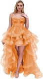 Spaghetti Cocktail Party Dress for Women High-Low Ruffled Summer Dress Long Trailing Prom Ball Gown