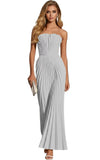 Women's Strapless Pleated Bridesmaid Dress Elegant Sweetheart Neck Formal Prom Gown for Wedding Guest
