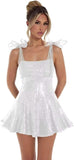 Sparkly Sequin Homecoming Dresses for Teens 2027 Spaghetti Strap Short Prom Dress with Bow Glitter Tulle Cocktail Party Gown