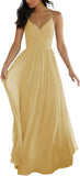 V Neck Bridesmaid Dresses for Women 2025 Long Chiffon Pleated A-line Spaghetti Strap Wedding Evening Prom Gown