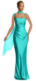 Mermaid Bridesmaid Dresses with Scarf 2027 Long Satin Spaghetti Straps Ruched Formal Evening Party Dress for Women