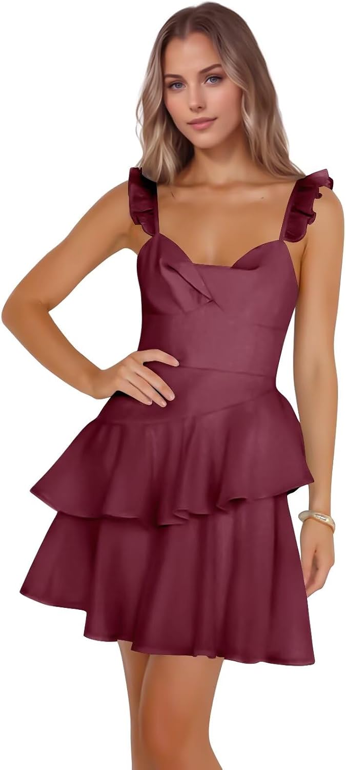 Jacquard Ruffles Homecoming Dresses for Teens Tight Short Prom Gowns Mini Formal Cocktail Party Dress