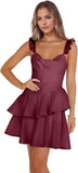 Jacquard Ruffles Homecoming Dresses for Teens Tight Short Prom Gowns Mini Formal Cocktail Party Dress