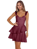 Jacquard Ruffles Homecoming Dresses for Teens Tight Short Prom Gowns Mini Formal Cocktail Party Dress
