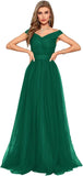 Schulterfreies Ballkleid, langes Ballkleid für Damen, A-Linie, Herzausschnitt, mehrlagiges Tüllkleid für Hochzeit, Abendparty 