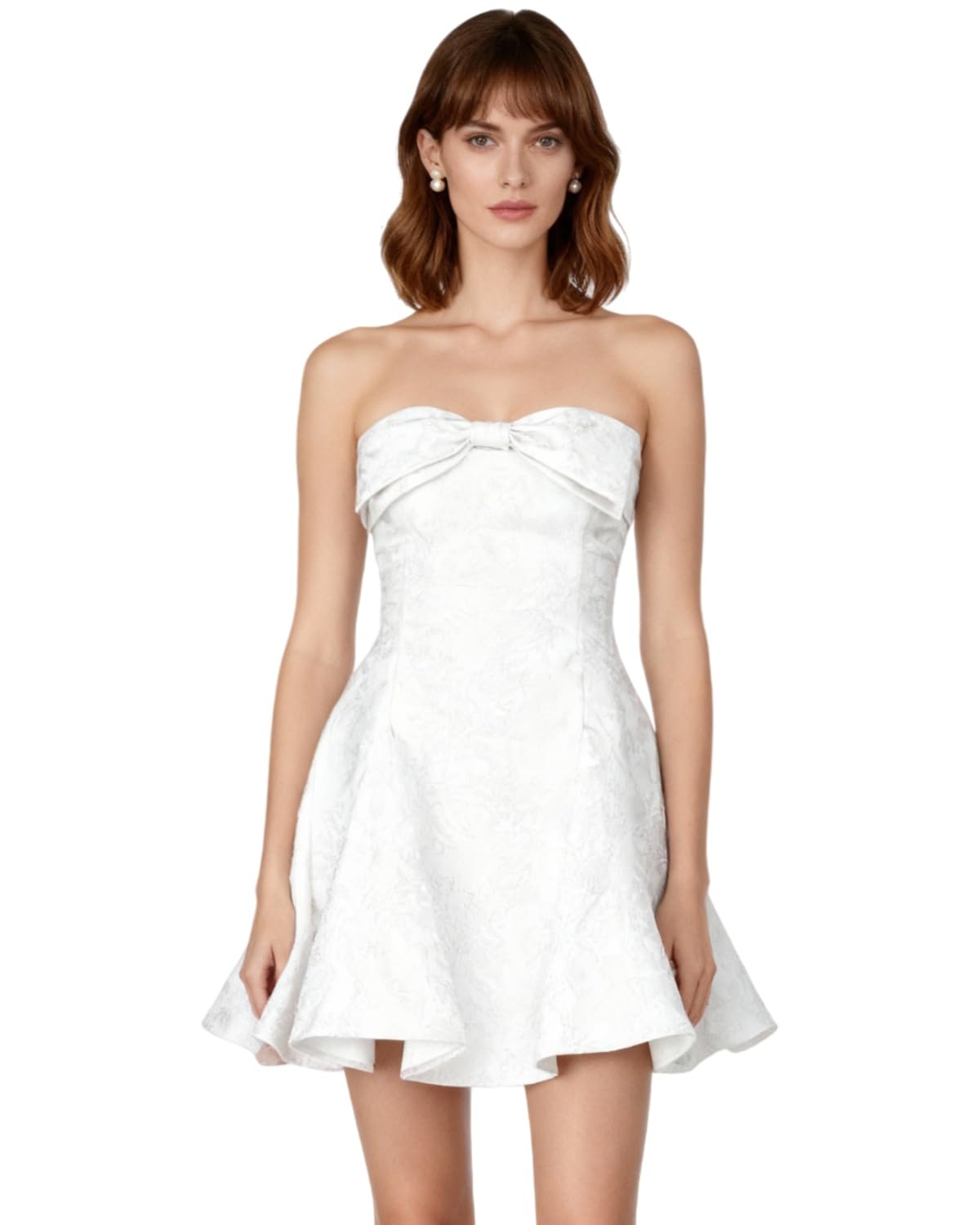 Women's Elegant Bow Strapless Homecoming Dress A Line Swing Tube Mini Dress Short Evening Party Prom Dress