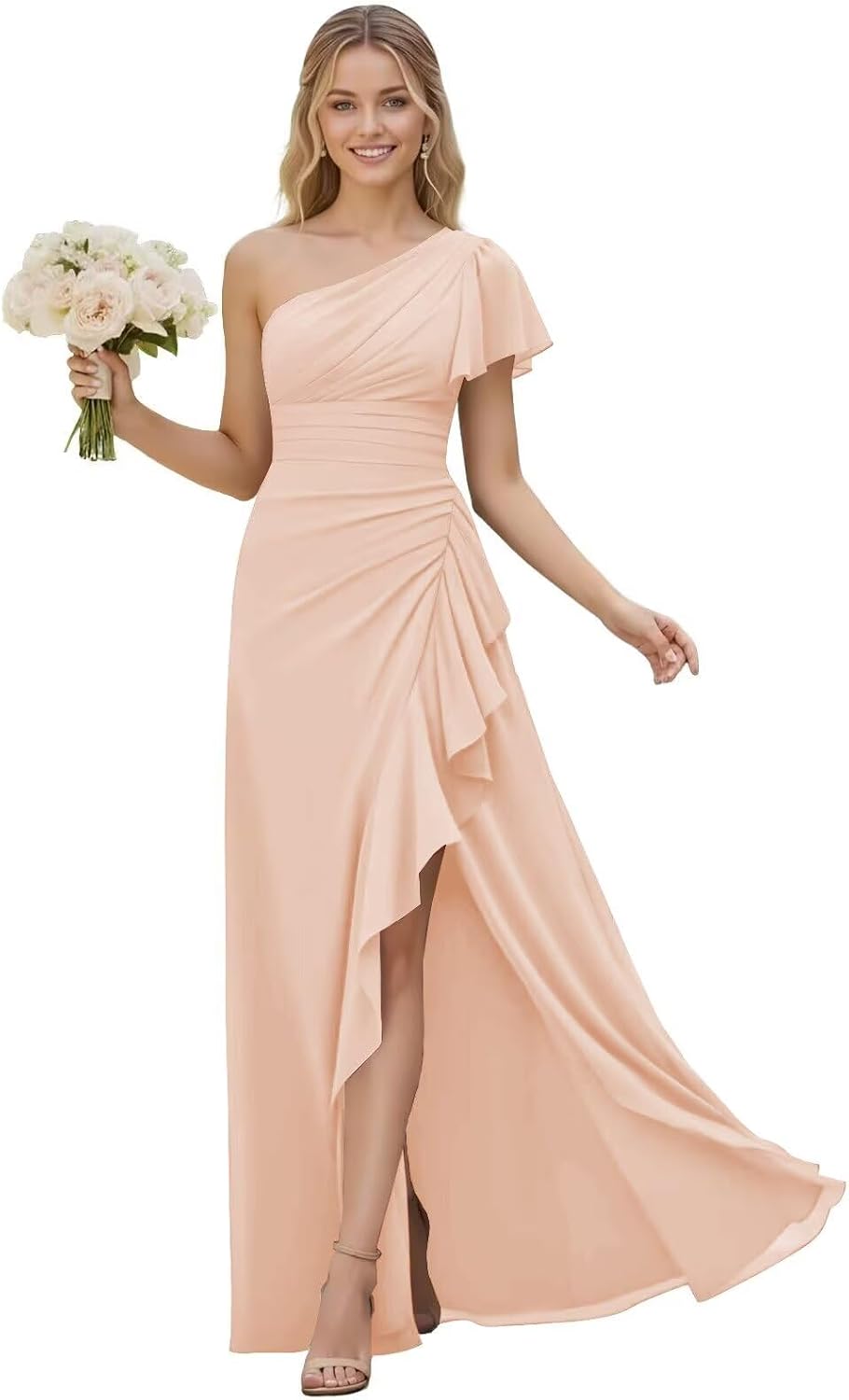 One Shoulder Chiffon Bridesmaid Dresses for Women 2026 A-line Formal Dress
