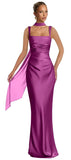 Mermaid Bridesmaid Dresses with Scarf 2027 Long Satin Spaghetti Straps Ruched Formal Evening Party Dress for Women