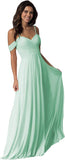 Schulterfreies Chiffon-Brautjungfernkleid mit Taschen für die Hochzeit 