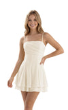 Spaghetti Straps Chiffon Homecoming Dresses for Teens Short 2026 Tiered Ruffle Square Neck Mini Cocktail Gowns
