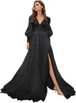 Long Sleeve Tulle Prom Evening Dresses Long Lace Applique A Line Ball Gown 2027