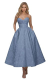 Sweetheart Bridesmaid Dresses Midi Cowl Neck Prom Dress for Women 2026 Floral Jacquard A Line Formal Evening Party Dress with Pockets