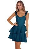 Jacquard Ruffles Homecoming Dresses for Teens Tight Short Prom Gowns Mini Formal Cocktail Party Dress