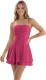 Spaghetti Straps Chiffon Homecoming Dresses for Teens Short 2026 Tiered Ruffle Square Neck Mini Cocktail Gowns