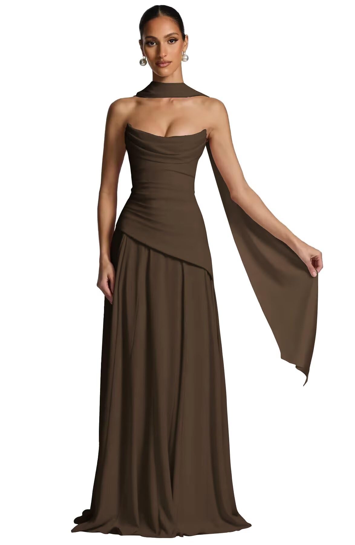 Kingbridal Strapless Bridesmaid Dresses with Scarf 2026 Long A-line Prom Formal Dress