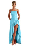 Mermaid Satin Bridesmaid Dresses for Women 2027 Long Ruffles High Low Prom Formal Evening Party Dress with Slit
