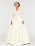 Satin Mother of Bride Dresses Long for Women Sequin Long Sleeve Evening Gown with Pockets