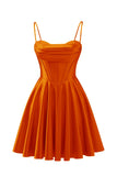 Spaghetti Straps Satin Homecoming Dresses for Teens Ruched Corset Short Prom Dresses 2026
