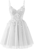 Lace Applique Tulle Homecoming Dresses for Teens Sparkly 3D Flower Short Prom Dress Sequin Quinceanera DAMA Dress