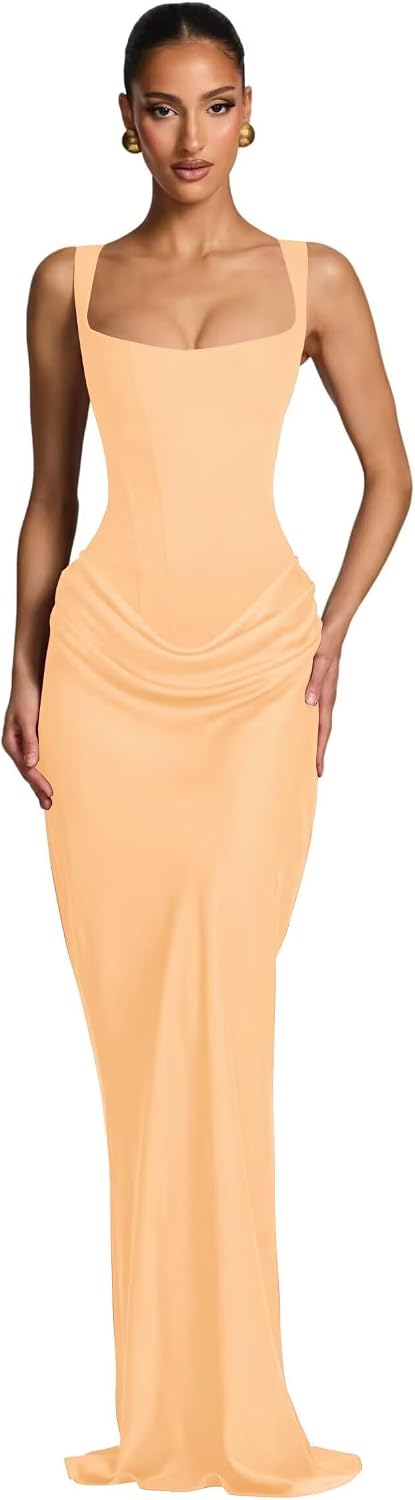 Mermaid Satin Prom Dresses for Women 2026 Spaghetti Strap Formal Dress Ruched Corset Evening Party Gowns