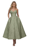 Strapless Floral Satin Prom Dresses for Women 2026 Jacquard Aline Formal Evening Party Dress with Pockets