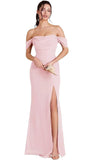 Kingbridal Gowns Off Shoulder Chiffon Bridesmaid Dresses for Women 2026 Long Ruched Cowl Neck Formal Evening Party Dress with Slit