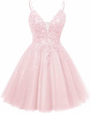 Spaghetti Straps Sequin Lace Appliques Short Homecoming Dresses for Teens Glitter Tulle Prom Party Dresses