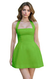Satin Halter Homecoming Dresses for Teens Short Prom Dress 2027 Mini Formal Evening Cocktail Gowns with Pockets