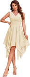Women's Short Bridesmaid Dresses 2025 V Neck Ruched Chiffon Formal Cocktail Party Dress