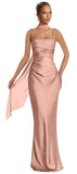 Mermaid Bridesmaid Dresses with Scarf 2027 Long Satin Spaghetti Straps Ruched Formal Evening Party Dress for Women