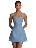 Satin Homecoming Dresses for Teens Square Neck Short Prom Dress Pleated A Line Corset Mini Cocktail Party Gown