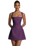 Satin Homecoming Dresses for Teens Square Neck Short Prom Dress Pleated A Line Corset Mini Cocktail Party Gown